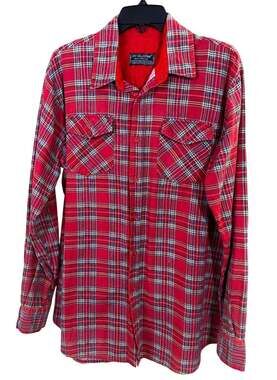 Vintage 90s 777 Collection Red Plaid Flannel Shirt - Size LT Large Tall Grunge